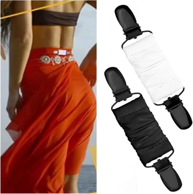 Cinch Clip Cinch Clip 15Pcs Knitted Elastic Belt Dress Clips Shirt Shawl Non-Slip for Variety of Shirts(White) - Image 3