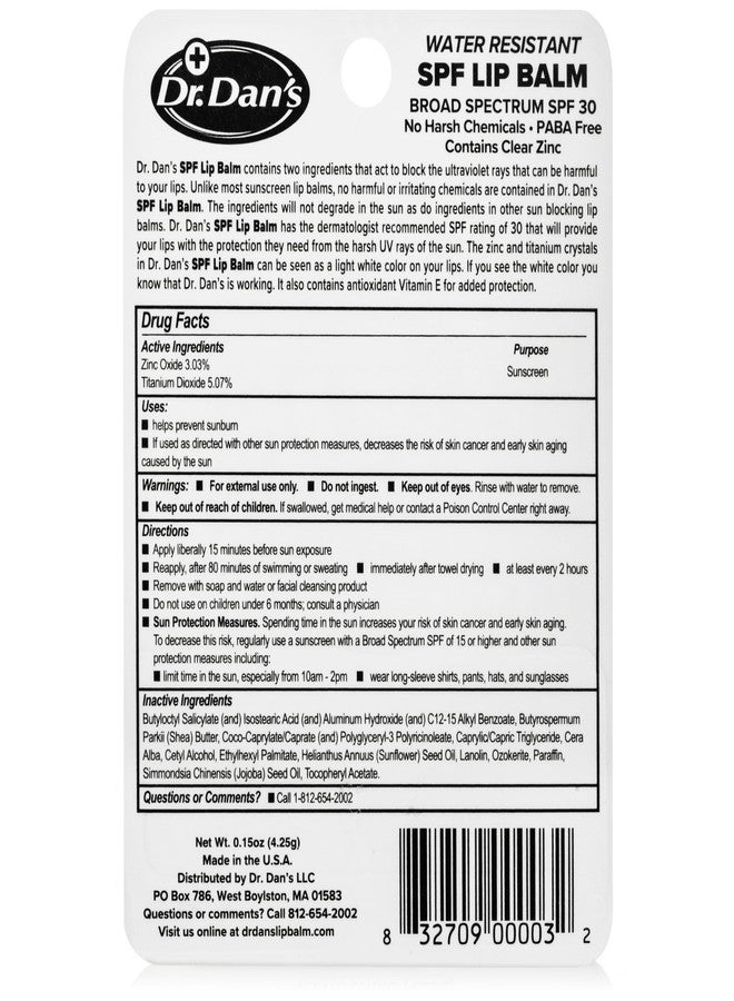 Dr. Dans Dr. Dan's Mineral Based SPF 30 Lip Balm -1 Pack - Image 2
