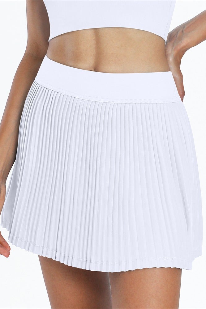 عام مطوي تنورة تنس للنساء مع جيوب السراويل النسائية عالية الخصر خفيفة الوزن رياضية جولف سكورتس التنانير - Image 2