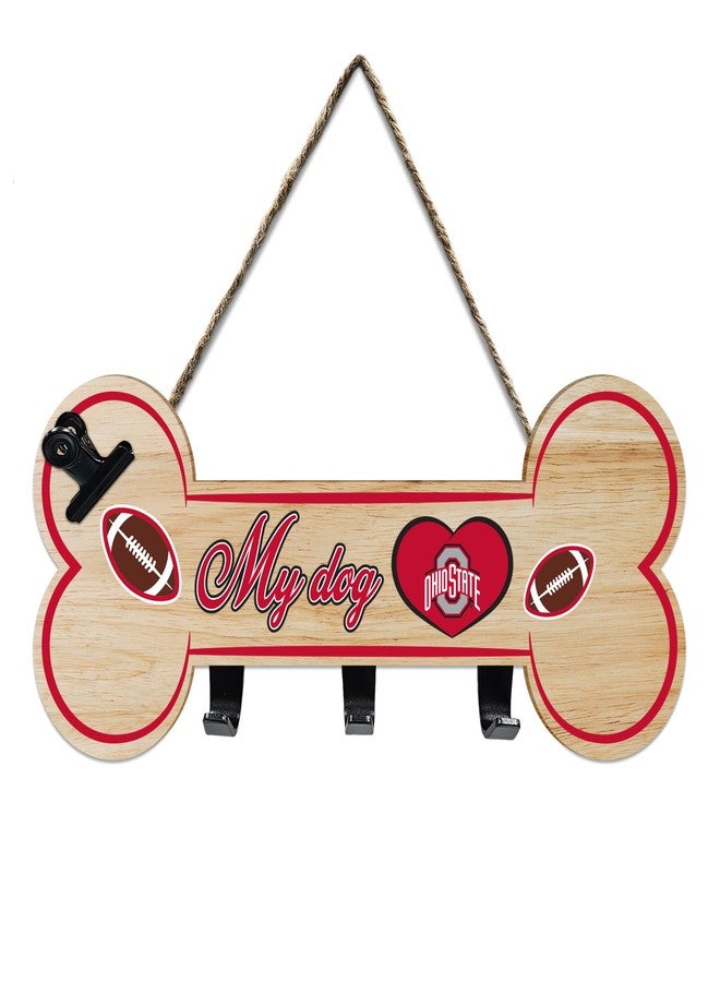 Pets First NCAA Ohio State Buckeyes Key Hanger Bone Shape Sign with Hooks, Rope and Clip. Sporty Entrance Door/Fence Sign to Hang Keys, Hang Hats, Hang Leash/Collar. College Fan Waterproof Home/Yard Decor - Image 1