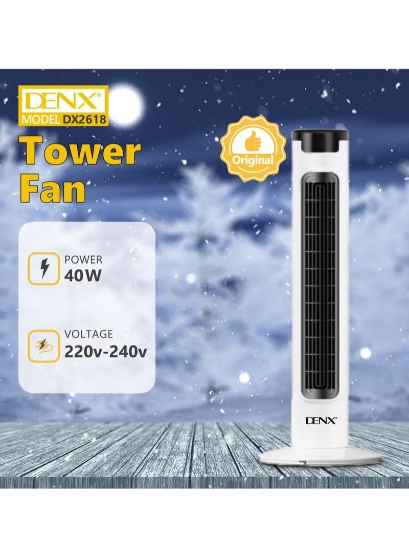 Denx Bladeless Oscillating Tower Fan – Portable Quiet Cooling Floor Fan with 3 Wind Speeds & 3 Modes, Wide-Angle Electric Standing Air Cooler for Home, Bedroom & Office - Image 4
