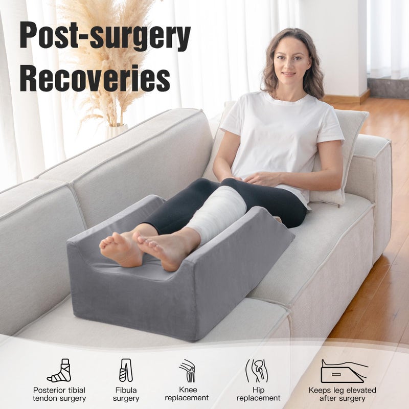 LightEase Post-Surgery Leg, Knee, Ankle Elevation Double Wedge Pillow, Memory Foam Leg Elevating Pillow for Injure, Sleeping, Foot Rest, Reduce Swelling - Image 2