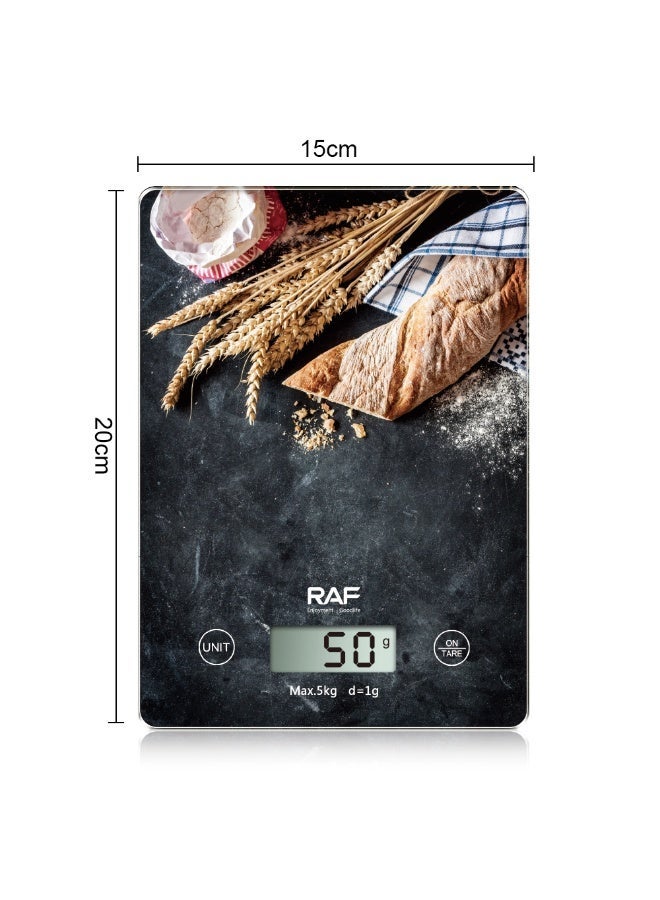 آر إيه أف ميزان مطبخ رقمي من RAF - سعة 5 كجم، دقة 1 جرام، شاشة LCD، وظيفة الوزن الصافي وتحويل الوحدات - Image 2