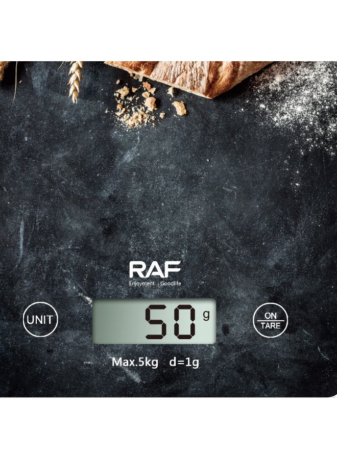 آر إيه أف ميزان مطبخ رقمي من RAF - سعة 5 كجم، دقة 1 جرام، شاشة LCD، وظيفة الوزن الصافي وتحويل الوحدات - Image 3
