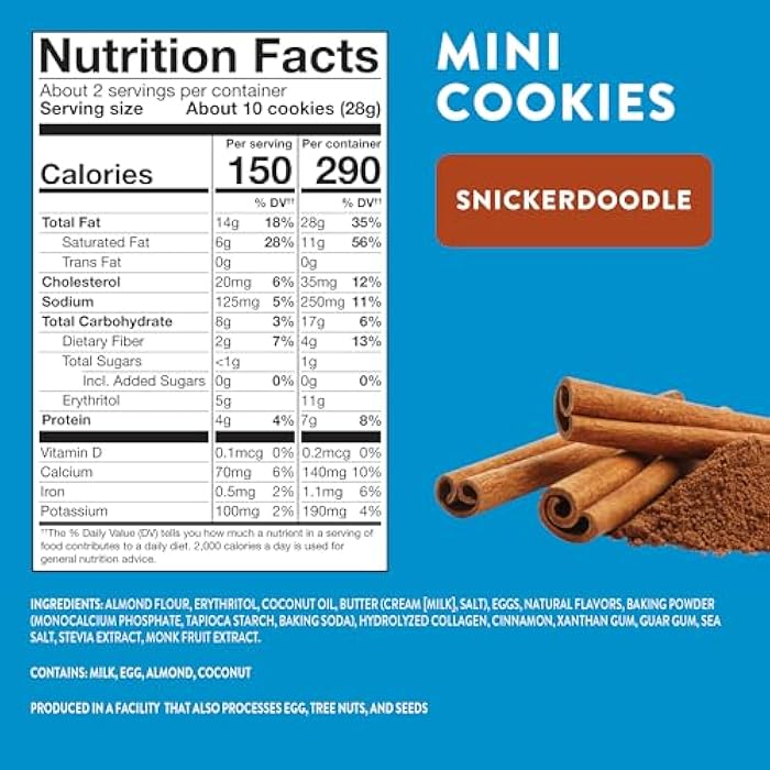 HighKey Cookies Variety Pack - 6.75oz Low Carb No Added Sugar 3-Pack Chocolate Chip Cookie, Snickerdoodle, Brownie Bites Low Carb Gluten Free Diabetic Snack Diet Friendly Food Sweets - Image 3