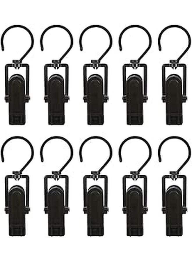 10Pcs Black Plastic Windproof Clips For Outdoor Camping Tent Guy Line And Picnic Accessories - Image 1
