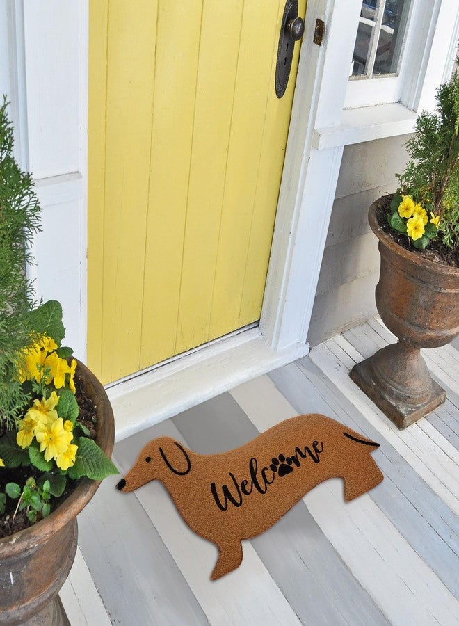 Tinideya Dachshund Shaped Doormat 18" x 30" Dachshund Dog Decorative Doormat Non Slip Outdoor Imitation Coconut Fiber Cute for Indoor Bathroom Entrance Way Front Porch Decoration(Welcome) - Image 3