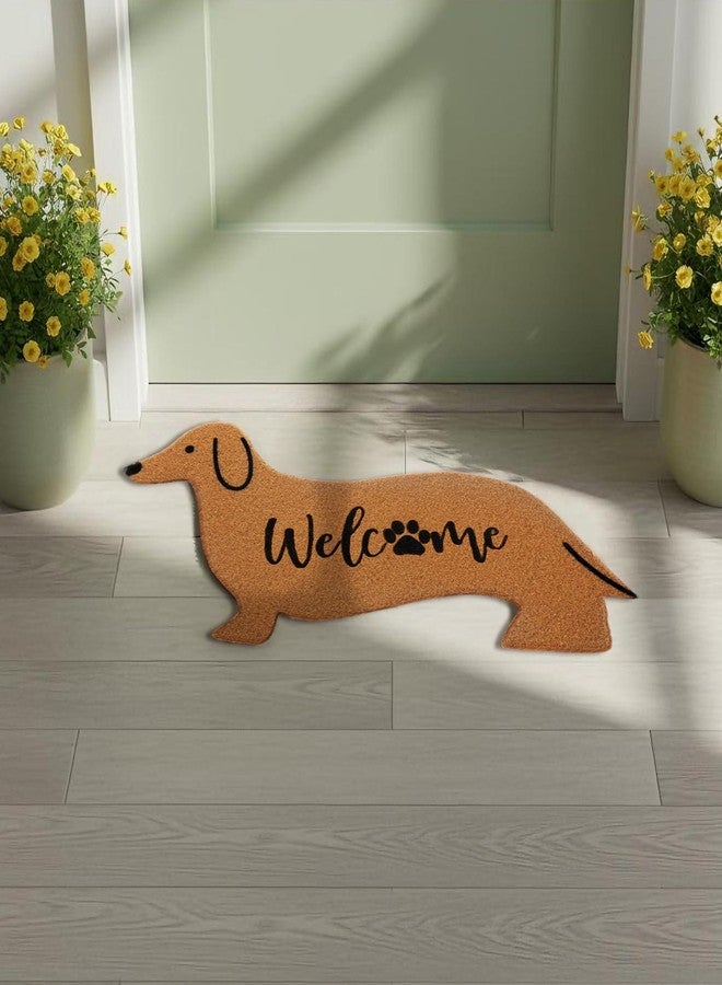Tinideya Dachshund Shaped Doormat 18" x 30" Dachshund Dog Decorative Doormat Non Slip Outdoor Imitation Coconut Fiber Cute for Indoor Bathroom Entrance Way Front Porch Decoration(Welcome) - Image 4