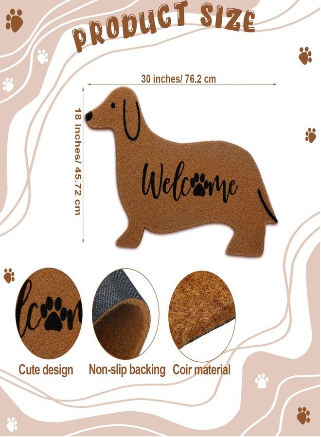 Tinideya Dachshund Shaped Doormat 18" x 30" Dachshund Dog Decorative Doormat Non Slip Outdoor Imitation Coconut Fiber Cute for Indoor Bathroom Entrance Way Front Porch Decoration(Welcome) - Image 2