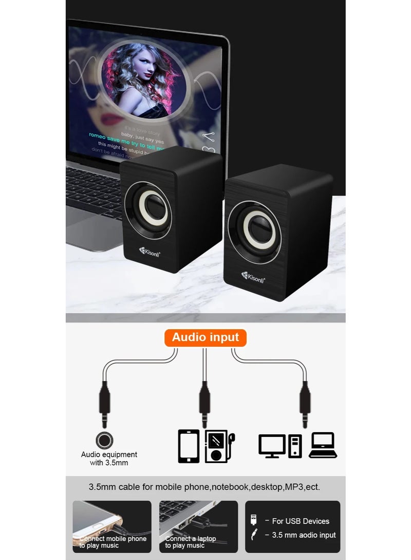 Kisonli A-707 USB Stereo Speaker – Clear Sound in Compact Design - Image 3