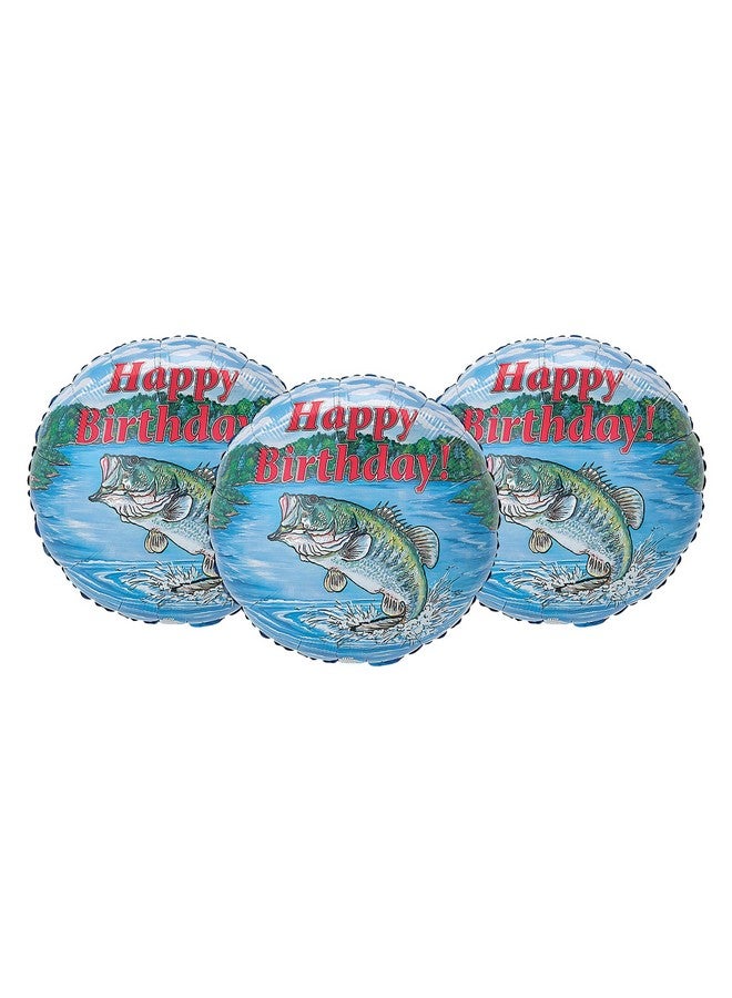 Artisan Owl Happy Birthday Largemouth Bass Fishing Party Decoration 17" Balloons - Set of 3 - Image 1