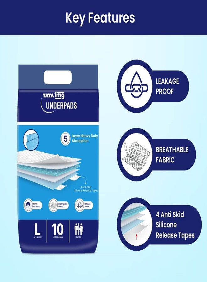 Tata 1mg Underpad with 5 Layer Heavy Absorption, Supersoft & Breathable Fabric with Cutting-Edge Design (Large,Pack of 1) - Image 3