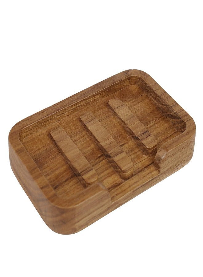 HTB Self Draining Soap Dish by HTB,Teak Wood Soap Holder,Sponge Holder for Kitchen,Soap Saver for Shower, Bathroom, Sink, Kitchen and Countertop - Image 1
