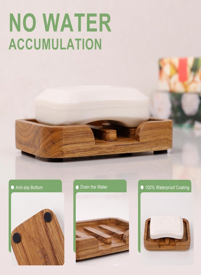 HTB Self Draining Soap Dish by HTB,Teak Wood Soap Holder,Sponge Holder for Kitchen,Soap Saver for Shower, Bathroom, Sink, Kitchen and Countertop - Image 3