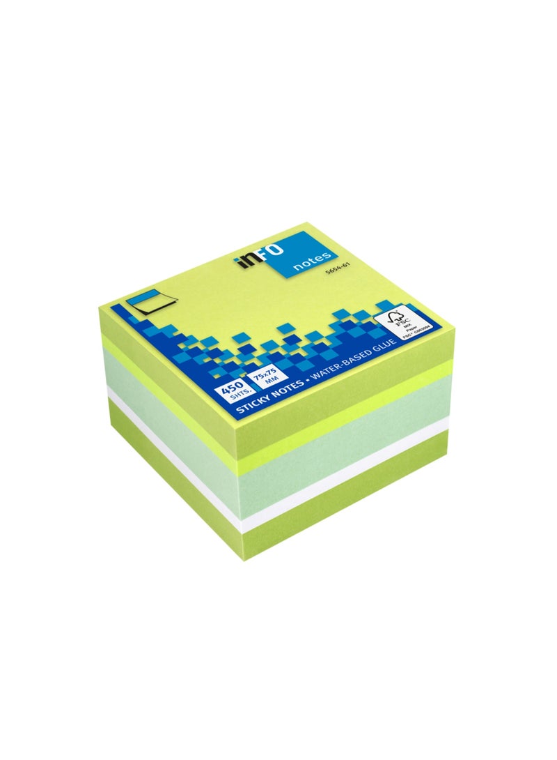 InfoNote - Square Colored Sticky Notes - 75*75mm - 450 sheets