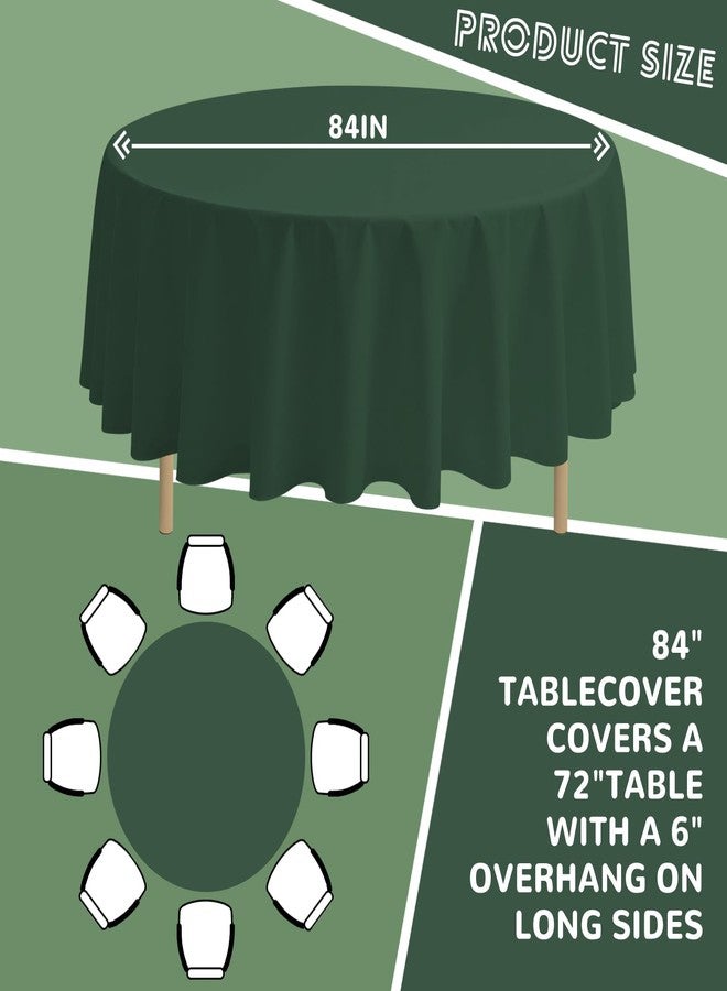 JSQBSECL 14 Pack Green Plastic Table Cloth 84in Disposable Round Plastic Table Cover for Parties (Green, 84" Round) - Image 2