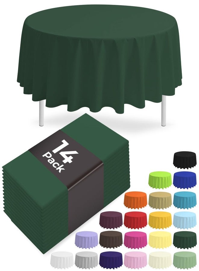 JSQBSECL 14 Pack Green Plastic Table Cloth 84in Disposable Round Plastic Table Cover for Parties (Green, 84" Round) - Image 1