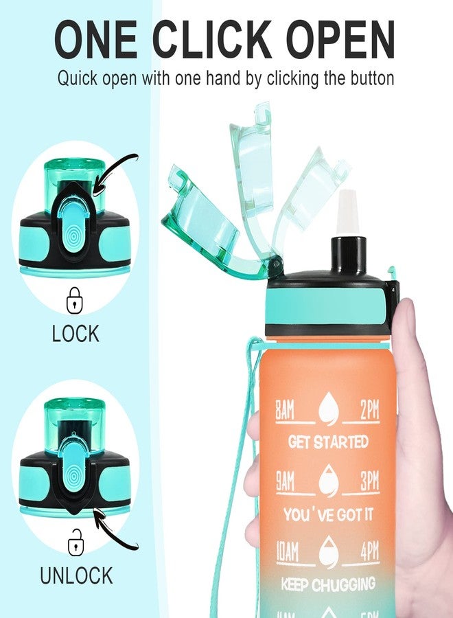 Enerbone زجاجة مياه إنيربوين سعة 32 أونصة، مانعة للتسرب، خالية من مادة BPA والسموم، زجاجة مياه تحفيزية مزودة بمؤشر وقت الشرب وماصة، زجاجة مياه رياضية مزودة بحزام للمكتب والنادي الرياضي - Image 4