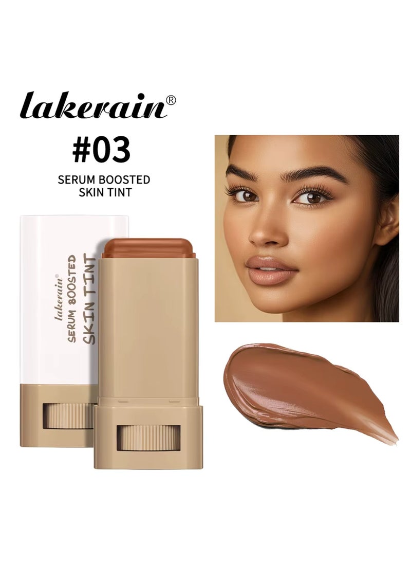 lakerain Serum Boosted Skin Tint Beauty Balm Solid Tinted Moisturizing Serum Contour Stick Foundation Face Sticks for Women Natural Finish Makeup Foundation Face Stick Contour Stick 18g 03 - Image 2