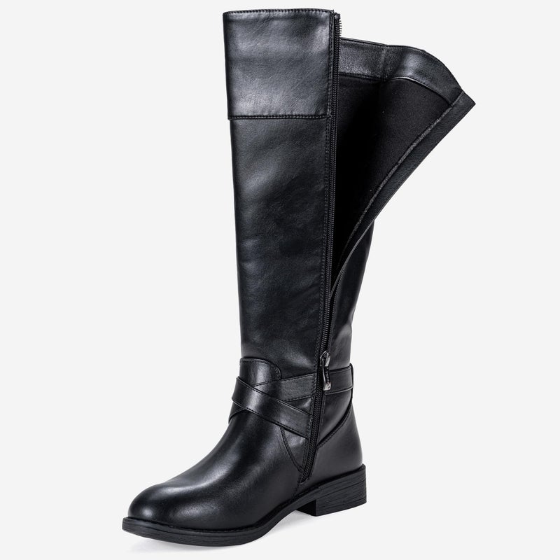 Vepose Women's Knee High Boots, Fashion Riding Tall Boot with Wide Calf and Extra Wide Width, 948W - Black, Size 8W US - Calf Boots with Zipper (CJY948W Black 08) - Image 4