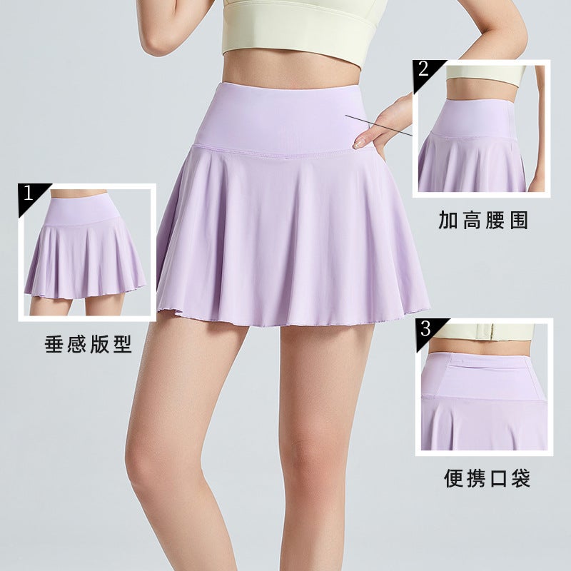Summer Thin Loose Sports Shorts Women'S Quick-Drying Fake Two-Piece Skirt Anti-Exposure Tennis Running Fitness Yoga Wear - Image 4