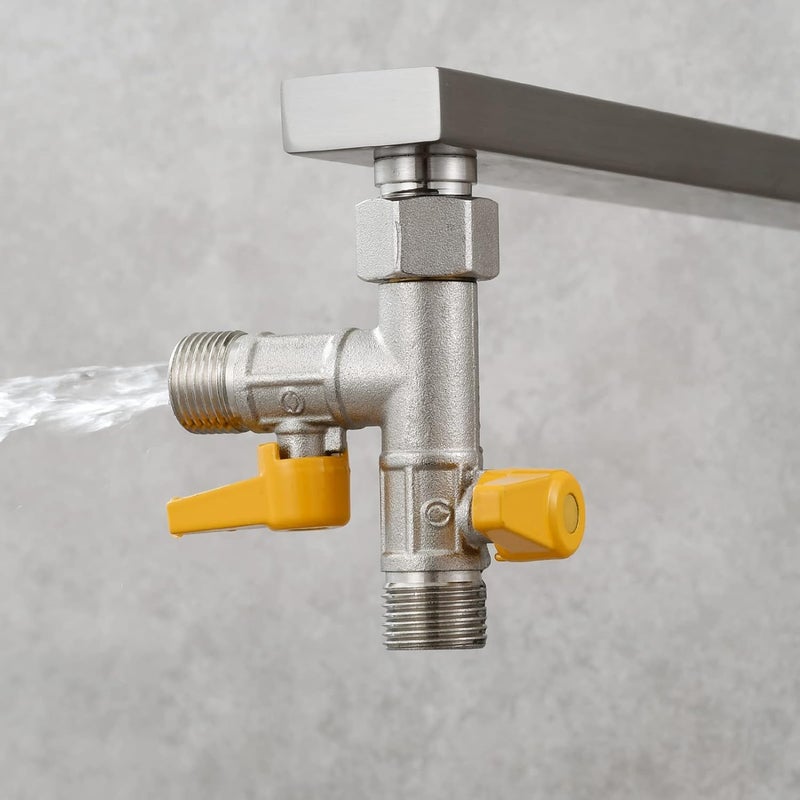 Tecmolog Brass Water Diverter 3 Way Shower Diverter Valve T Adapter Shower Head Shut-Off Valve for Showerhead and Shower Hose, DSF009 - Image 3