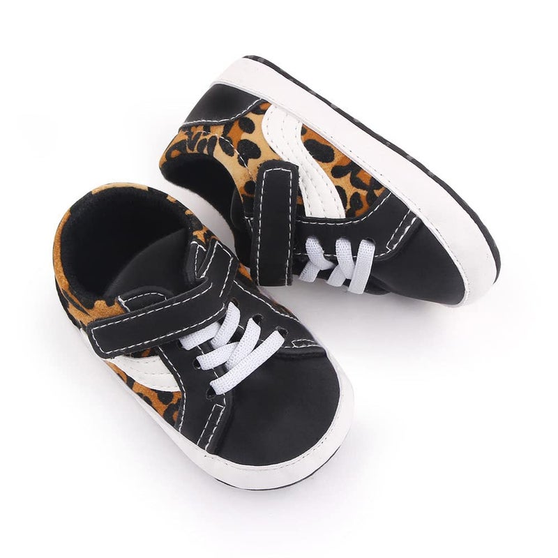 Clowora Unsex Baby Boys Girls Canvas First Walkers Shoes,Newborn Infant Non Slip Soft Sole Crib Casual Sneaker (012/Leopard,6-12 Months) - Image 4