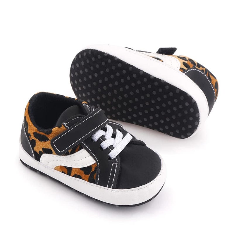 Clowora Unsex Baby Boys Girls Canvas First Walkers Shoes,Newborn Infant Non Slip Soft Sole Crib Casual Sneaker (012/Leopard,6-12 Months) - Image 2