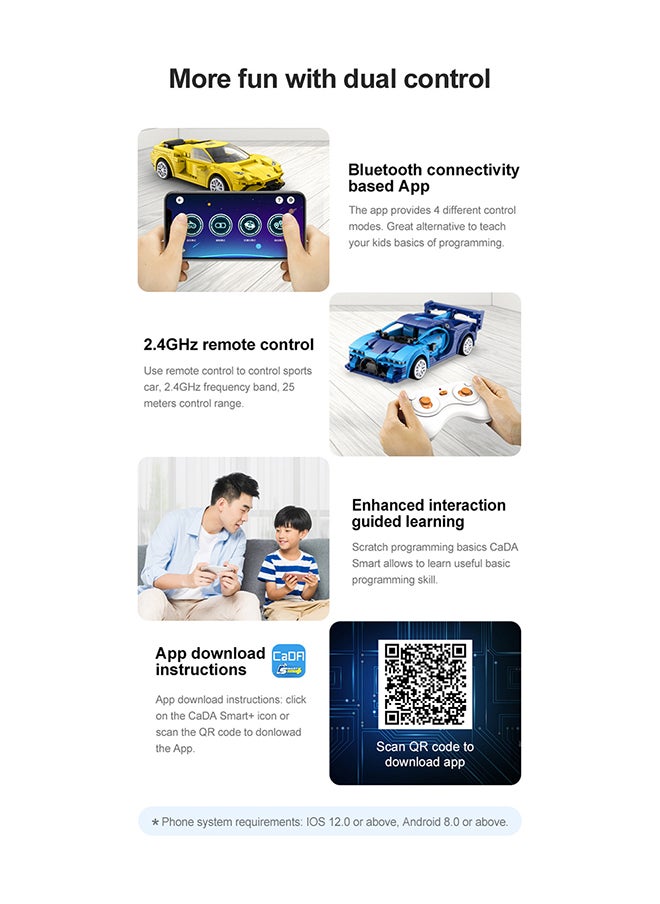 CaDA CaDA Remote Control Car Toy Building Blocks Race Car(Dual Control) C51074W  - Image 4