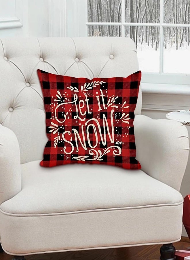 Tersely Christmas Decorations, Merry Christmas Throw Pillow Covers 18 x 18 Inches Set of 4 -Christmas Cushions Covers Neutral -Xmas Series Cushion Cover Case Pillow Zippered Square Pillowcase (Retro Red Plaid Reindeer Car) - Image 5