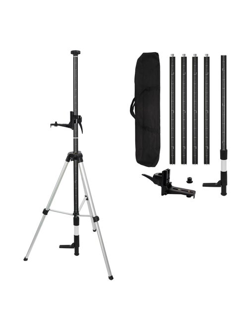 SMTOER 12Ft37M Professional Telescoping Laser Level Pole with Tripod  Universal Mount  1420  5811 Adapters  Adjustable Laser Pole Mount for RotaryLine LasersBlack