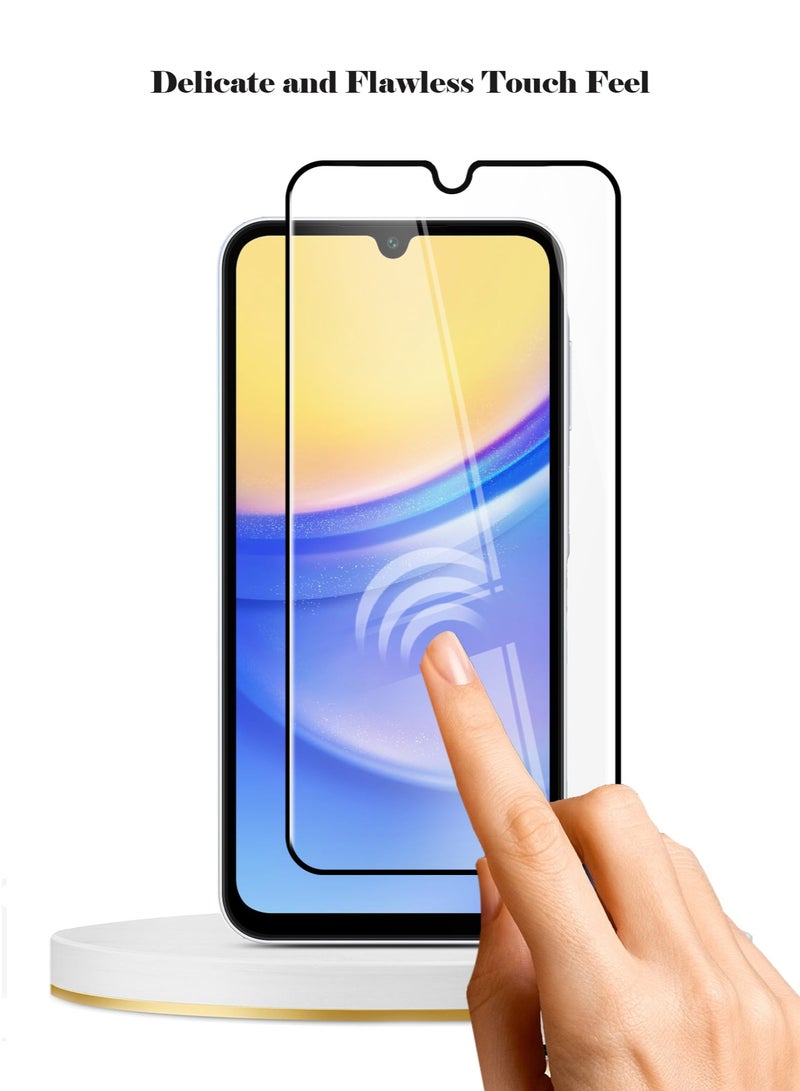 Techie واقي شاشة كامل من الزجاج المقوى عالي الجودة بدرجة صلابة 9H لهاتف Samsung Galaxy A15 2024 - مضاد للخدش ومضاد لبصمات الأصابع ومضاد للفقاعات - Image 3