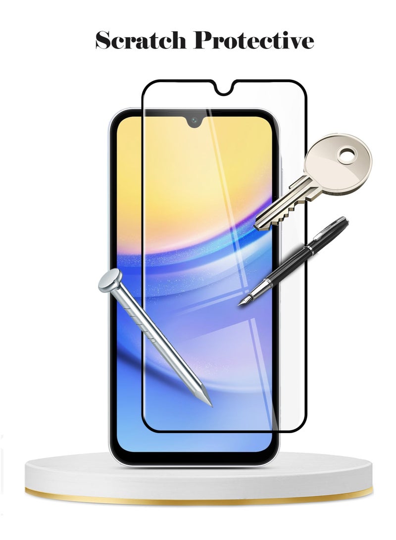 Techie واقي شاشة كامل من الزجاج المقوى عالي الجودة بدرجة صلابة 9H لهاتف Samsung Galaxy A15 2024 - مضاد للخدش ومضاد لبصمات الأصابع ومضاد للفقاعات - Image 5