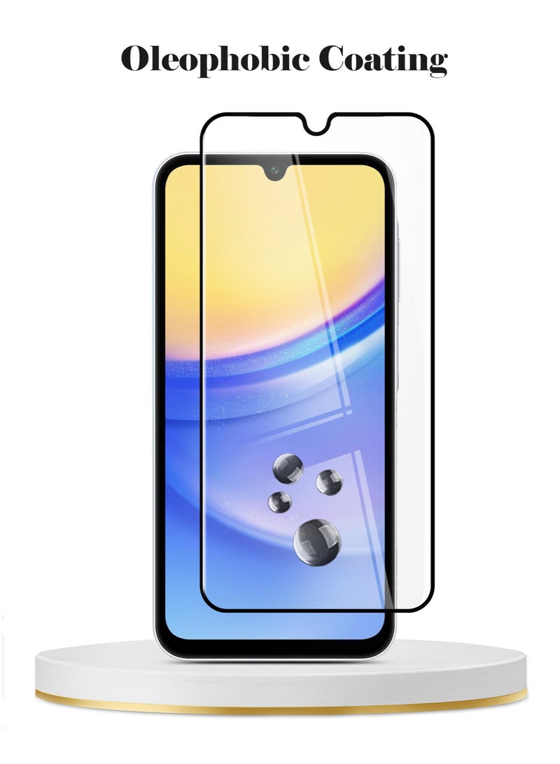 Techie واقي شاشة كامل من الزجاج المقوى عالي الجودة بدرجة صلابة 9H لهاتف Samsung Galaxy A15 2024 - مضاد للخدش ومضاد لبصمات الأصابع ومضاد للفقاعات - Image 2