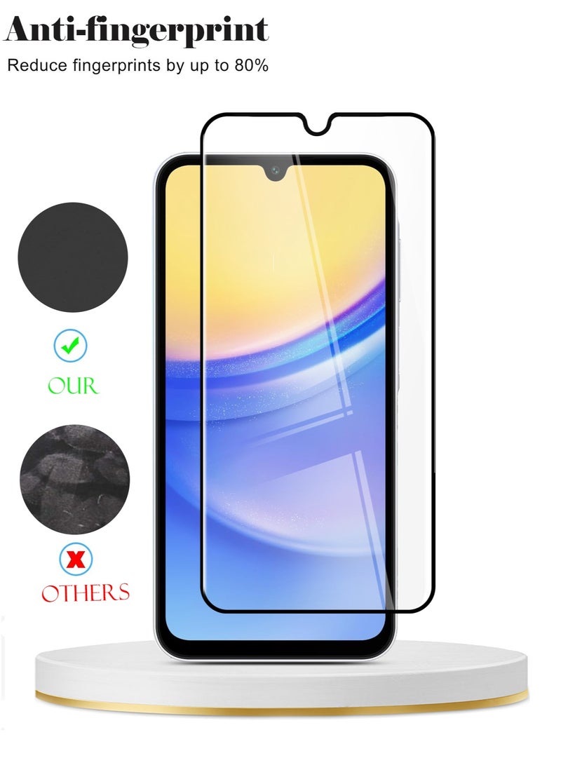 Techie واقي شاشة كامل من الزجاج المقوى عالي الجودة بدرجة صلابة 9H لهاتف Samsung Galaxy A15 2024 - مضاد للخدش ومضاد لبصمات الأصابع ومضاد للفقاعات - Image 4