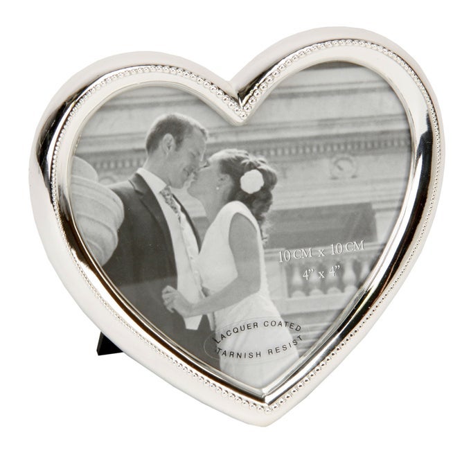 SILVER PLATED HEART ALLOY PHOTO FRAME 4 X 4