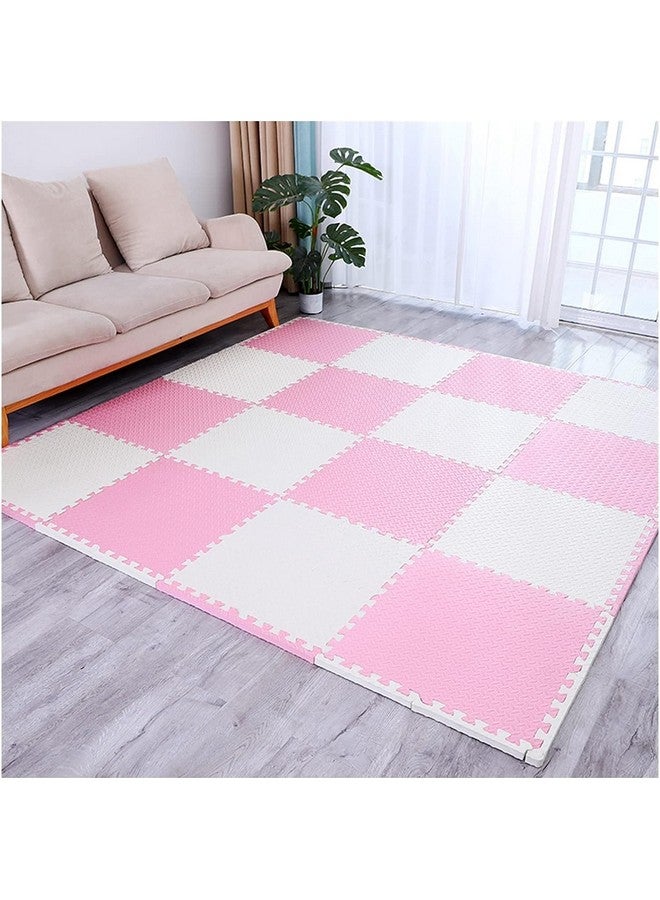 سيجناترون أرضيات سيجناترون المتشابكة || سجادة لعب متشابكة للأطفال || سجادة أرضية للمتاجر || سجادة أرضية للمطبخ || سجادة للحيوانات الأليفة || سمك ١٢ مم (٤ بلاطات - ١٦ قدمًا مربعًا، وردي - أبيض) - Image 2