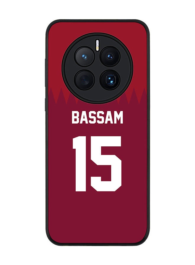 Stylizedd Rugged Black edge case for Huawei Mate 50 Slim fit Soft Case Flexible Rubber Edges Anti Drop TPU Gel Thin Cover - Football Team - Qatar Player Name - Bassam - Image 1