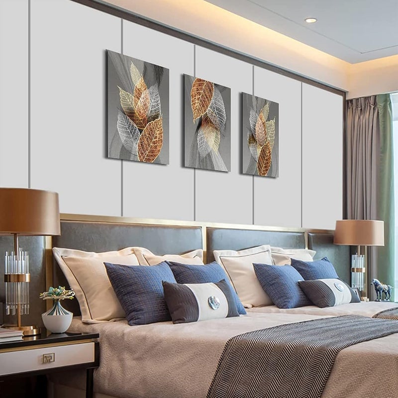 Sulfar Canvas Wall Art For Living Room Family Decorations Kitchen Modern Bathroom Decor Black Paintings Abstract Leaves Pictures Artwork Inspirational Bedroom Home 3 Pieces - Image 5