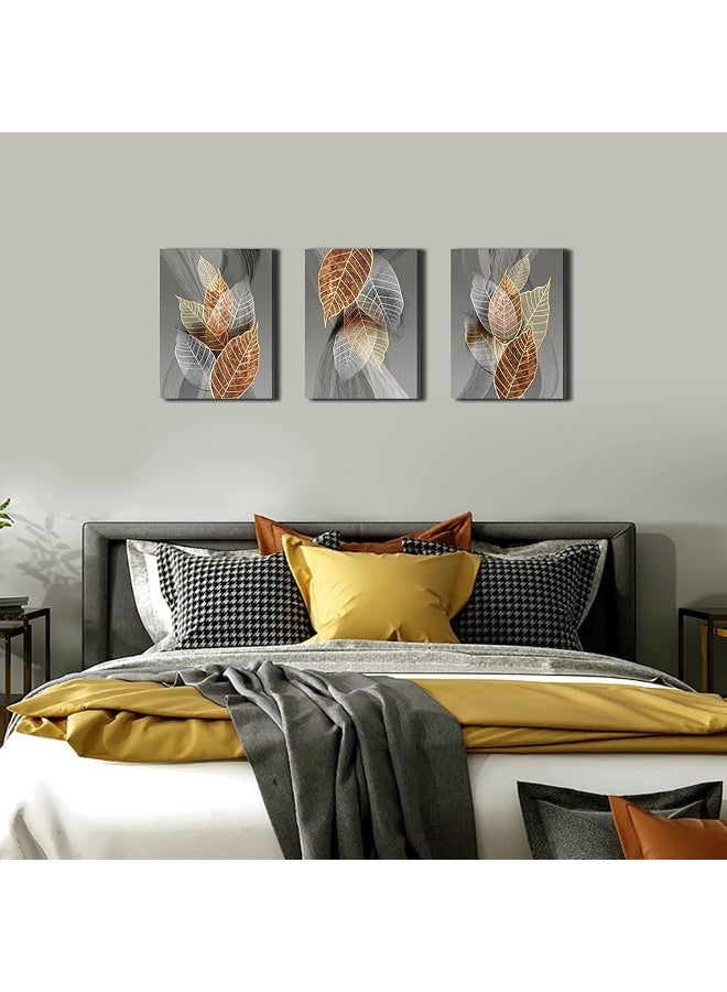 Sulfar Canvas Wall Art For Living Room Family Decorations Kitchen Modern Bathroom Decor Black Paintings Abstract Leaves Pictures Artwork Inspirational Bedroom Home 3 Pieces - Image 2