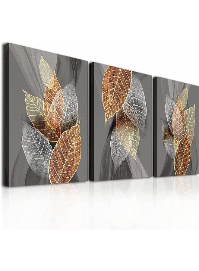 Sulfar Canvas Wall Art For Living Room Family Decorations Kitchen Modern Bathroom Decor Black Paintings Abstract Leaves Pictures Artwork Inspirational Bedroom Home 3 Pieces - Image 1