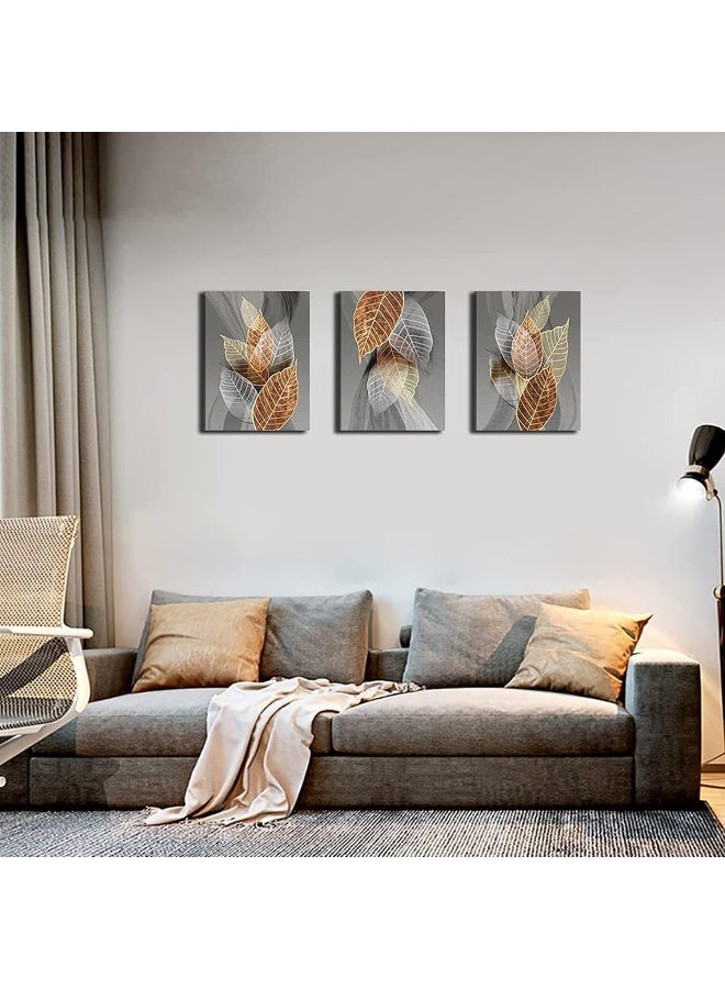Sulfar Canvas Wall Art For Living Room Family Decorations Kitchen Modern Bathroom Decor Black Paintings Abstract Leaves Pictures Artwork Inspirational Bedroom Home 3 Pieces - Image 3