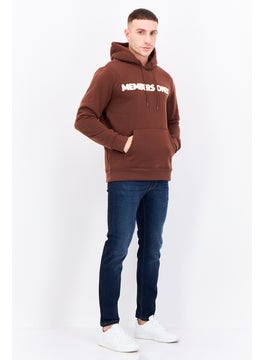 MEMBERS ONLY Men Hooded Long Sleeve Brand Logo Sweatshirt, Dark Brown  - Image 4