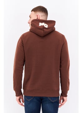 MEMBERS ONLY Men Hooded Long Sleeve Brand Logo Sweatshirt, Dark Brown  - Image 3