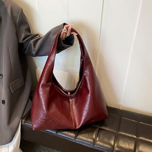 JOLILUNA Burgundy Purse Large Tote Bags for Women Slouchy Hobo Bag Leather Hobo Bags for Women (Burgundy) - Image 4