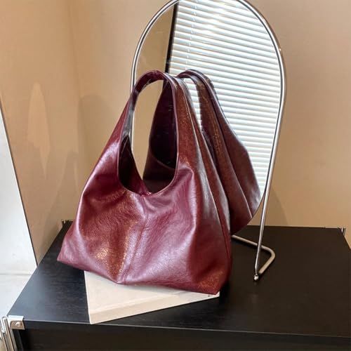 JOLILUNA Burgundy Purse Large Tote Bags for Women Slouchy Hobo Bag Leather Hobo Bags for Women (Burgundy) - Image 5