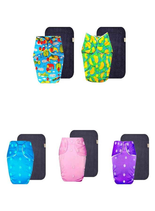 حفاضات قماشية فاخرة من دمبلدو مع حشوة رمادية (عبوة من 5) | مضادة للحساسية | قابلة لإعادة الاستخدام والغسل | سهلة التنظيف | مثالية للأطفال الصغار | من 3 أشهر إلى 3 سنوات | للجنسين - Image 1