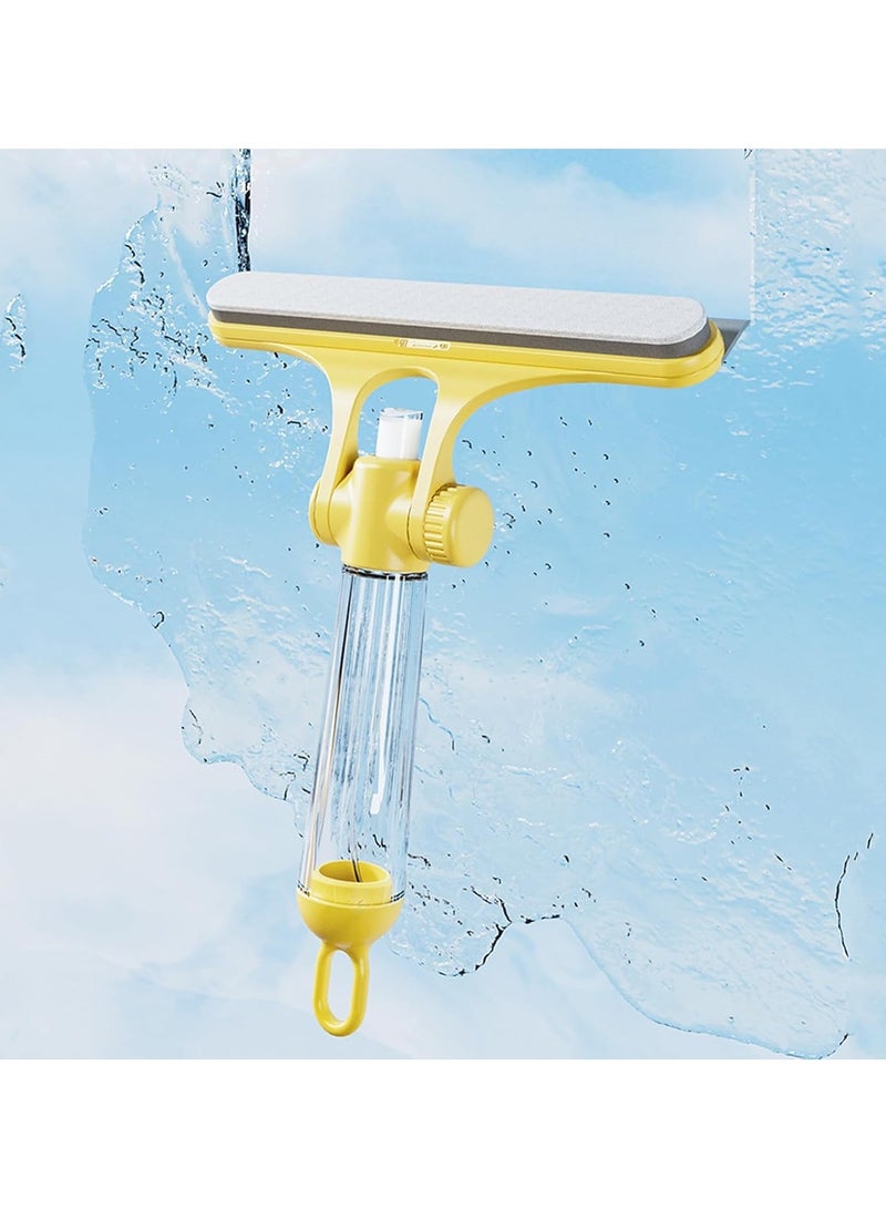 Squeegee for Shower Glass Door, 3 in1 Multifunctional Shower Squeegee, Heavy Duty Window Scrubber, With Stain Brush Head, for Shower Doors, Windows, Mirrors, Tiles and Car Glass etc (Yellow) - Image 1