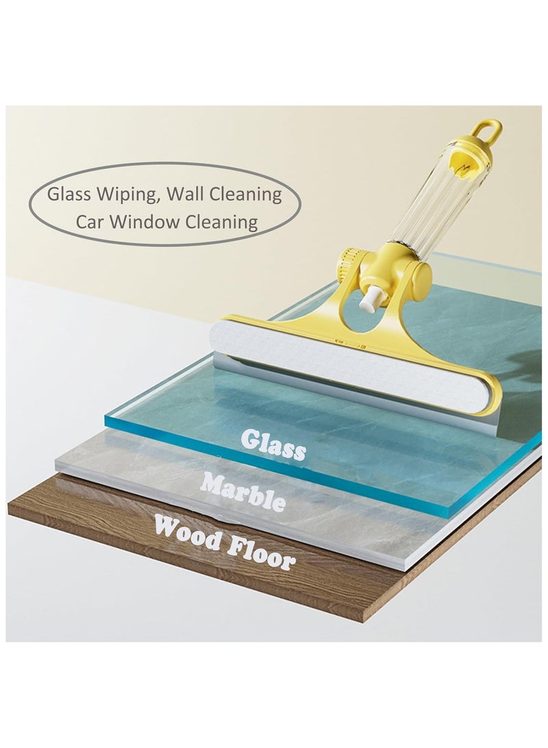 Squeegee for Shower Glass Door, 3 in1 Multifunctional Shower Squeegee, Heavy Duty Window Scrubber, With Stain Brush Head, for Shower Doors, Windows, Mirrors, Tiles and Car Glass etc (Yellow) - Image 3