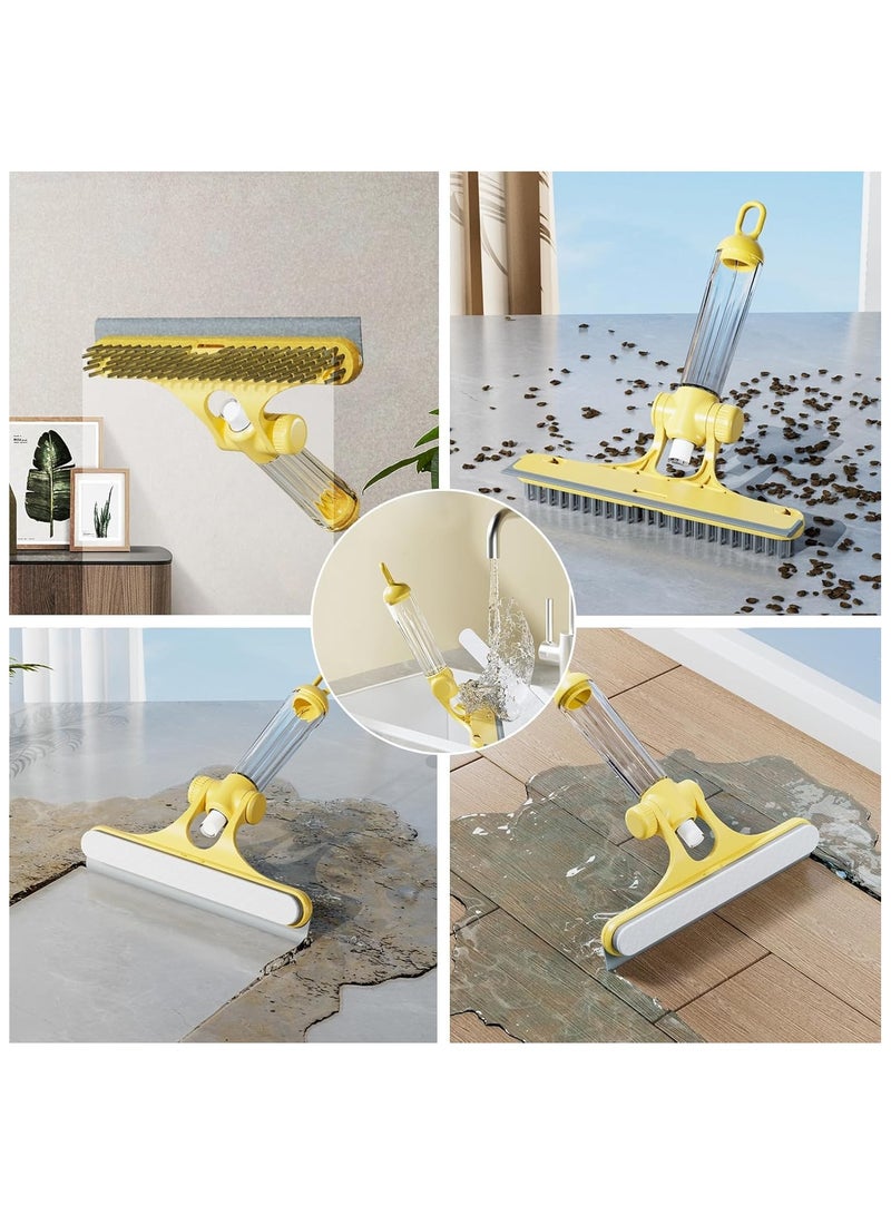 Squeegee for Shower Glass Door, 3 in1 Multifunctional Shower Squeegee, Heavy Duty Window Scrubber, With Stain Brush Head, for Shower Doors, Windows, Mirrors, Tiles and Car Glass etc (Yellow) - Image 4